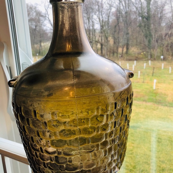 VINTAGE LARGE BUBBLE GLASS DEMIJOHN BOTTLE - Picture 1 of 7
